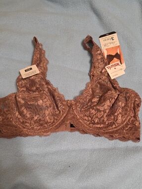 Rene Rofe NWT Lace Underwire unpadded Bra  Brown. 36C